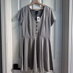 Buckle Black and White Striped Button-Front Dress